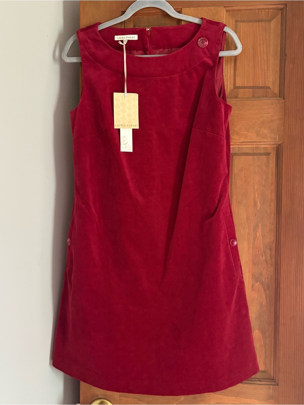 NEW Laura Ashley US Size 8 Sleeveless Corduroy Pockets Cottagecore Dress Modest